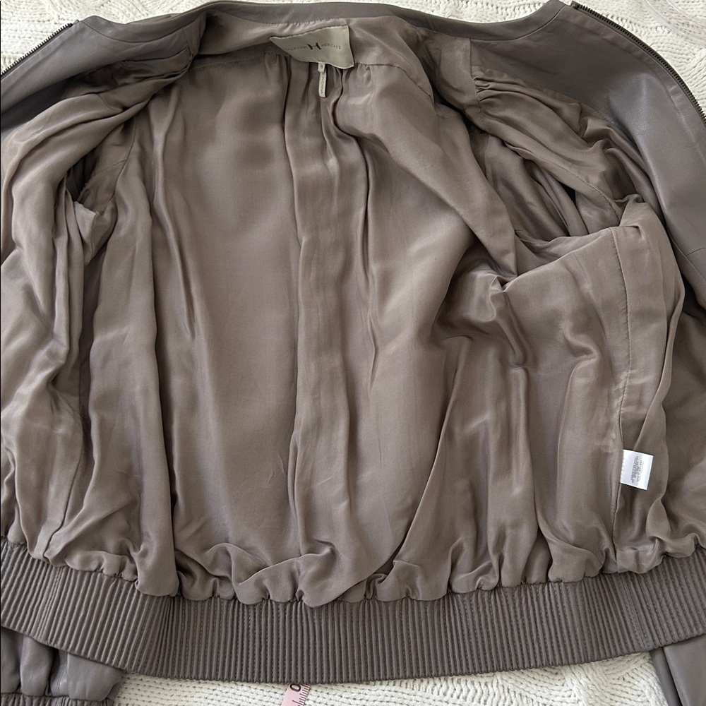 Halston Heritage Leather Bomber Jacket size 10, medium/ large - Picture 7 of 11